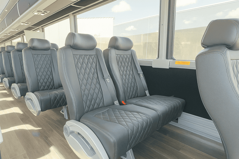 interior of Bakersfield Shuttle Bus Rentals charter bus